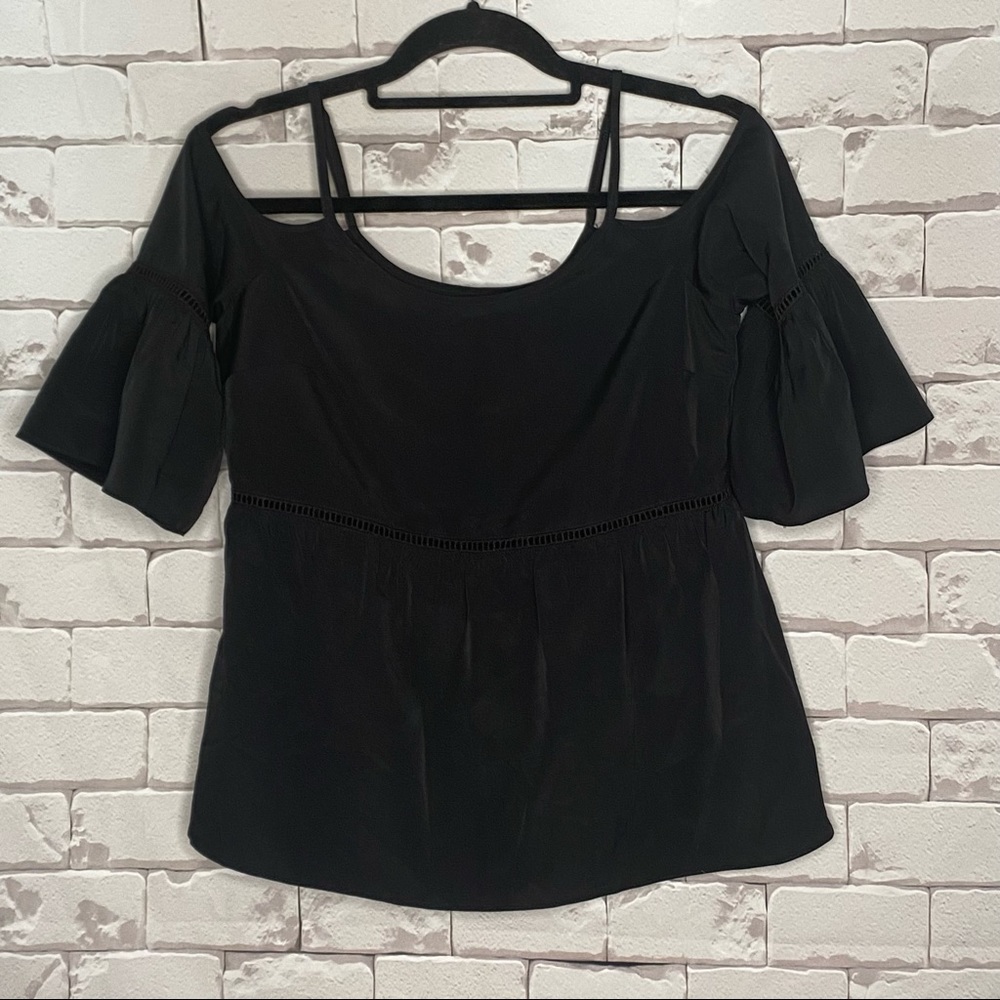 1.STATE Cold Shoulders Bell Sleeves Black Shirt Size XS